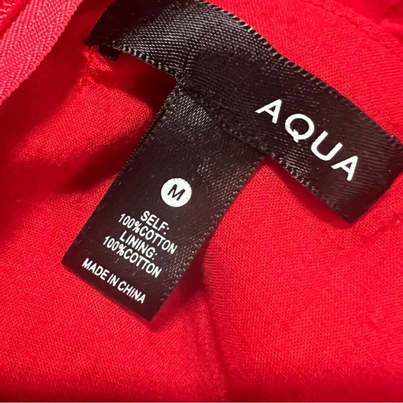 AQUA Double Lined Poplin Tiered Red Mini Dress Size Medium - Picture 3 of 5